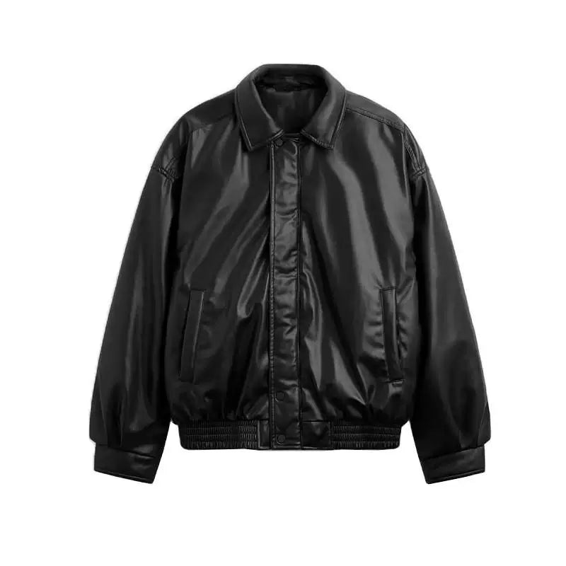 Faux Leather Padded Biker Jacket