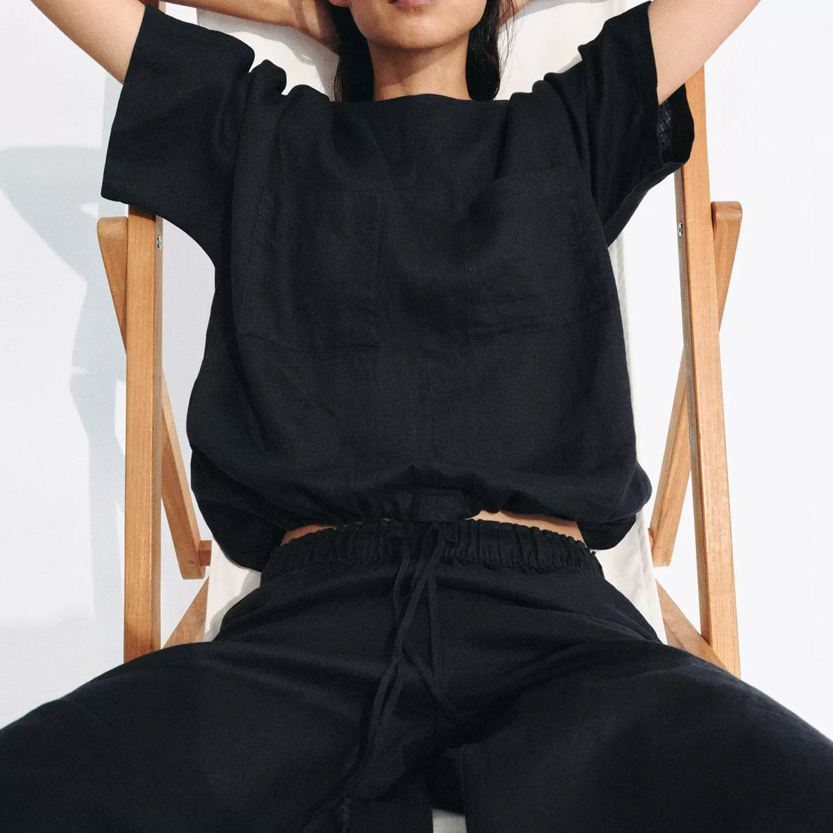 Tie-Front Top and Split-Hem Trousers Set
