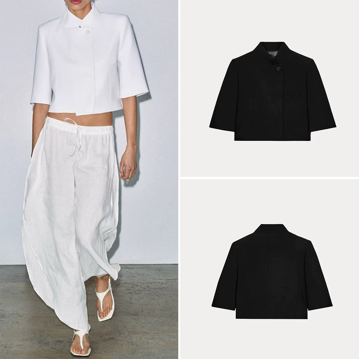 Short-Sleeve Cropped Blazer