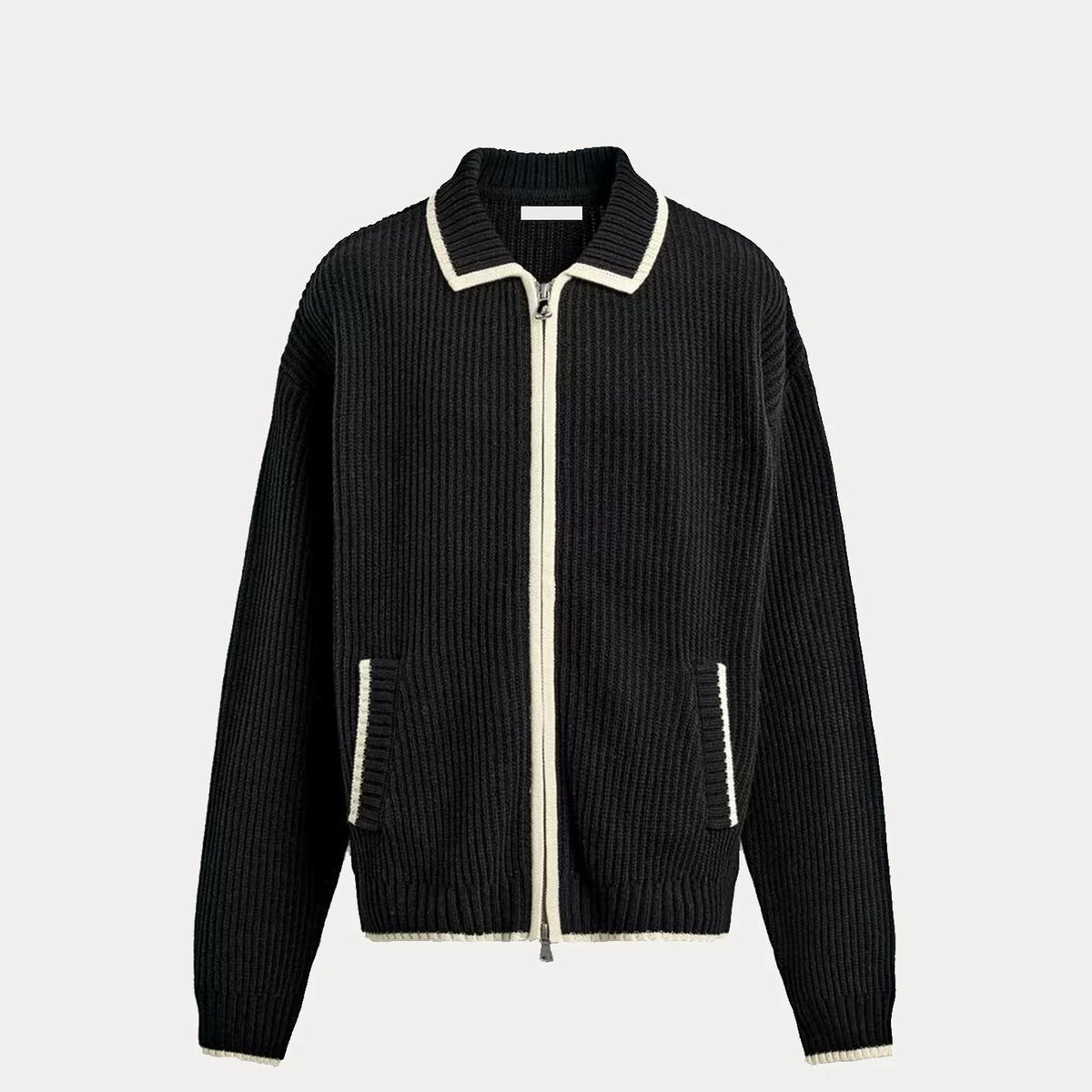 Contrast Ribbed Knit Jacket