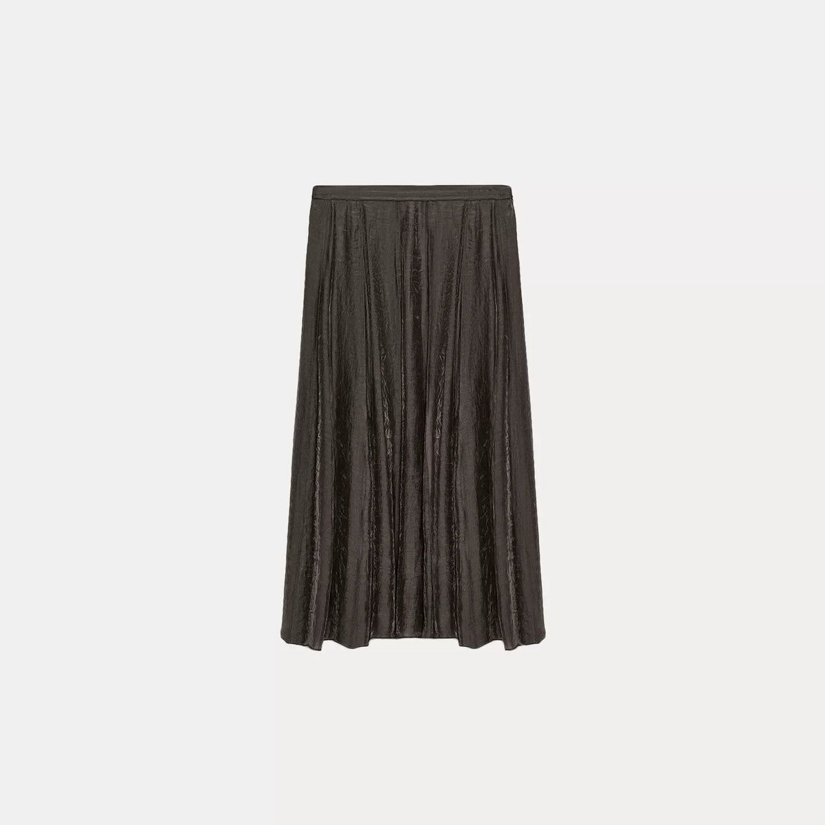 Draped Pleated Mid-Rise Skirt