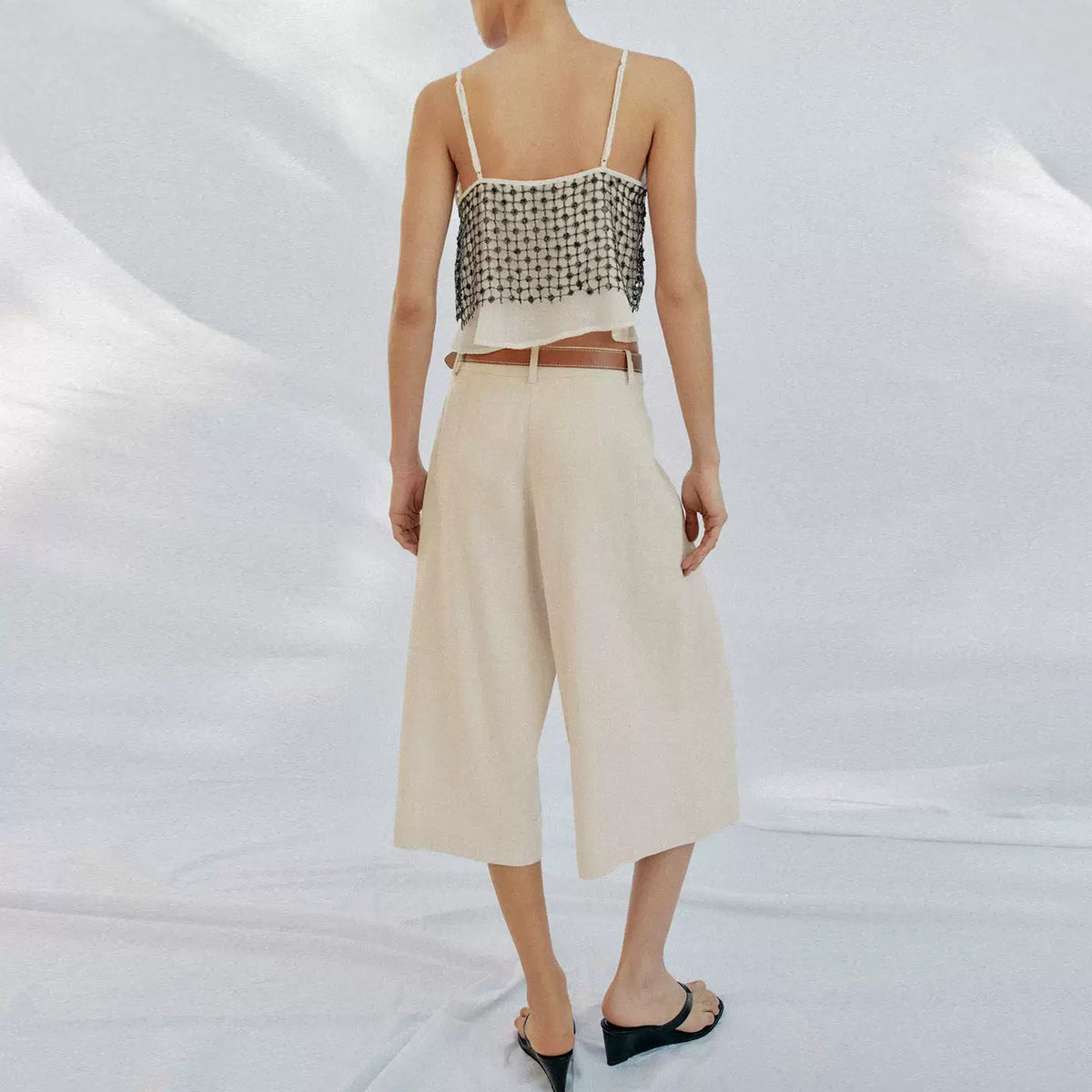 Belted High-Waist Long Shorts