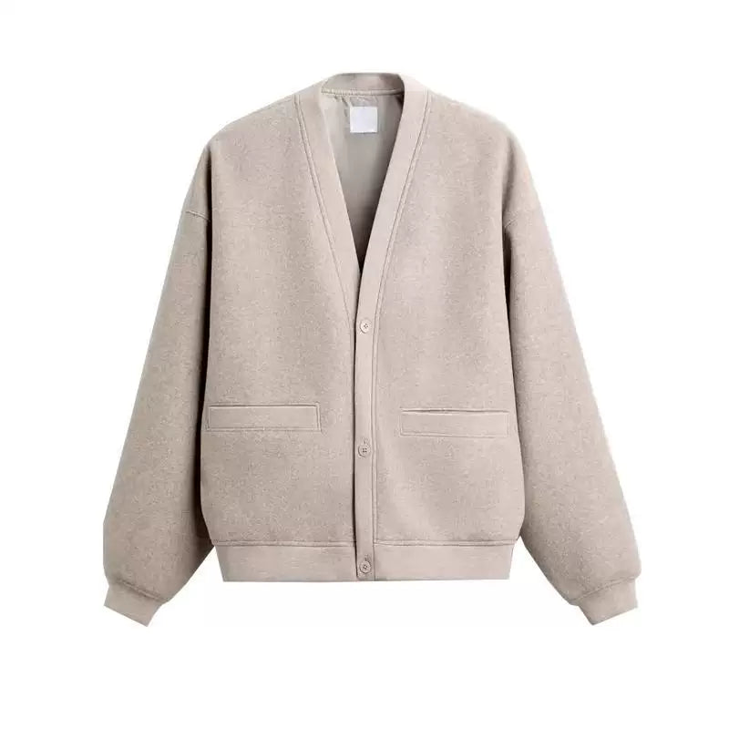 Single-Breasted V-Neck Knit Cardigan