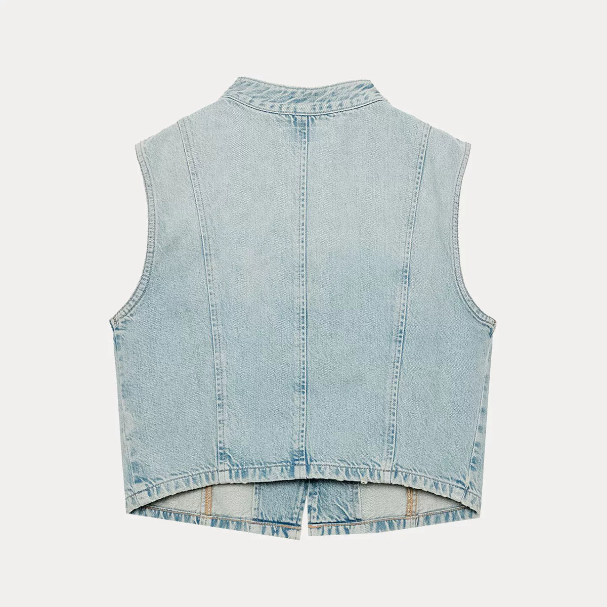 Button-Detail Denim Vest