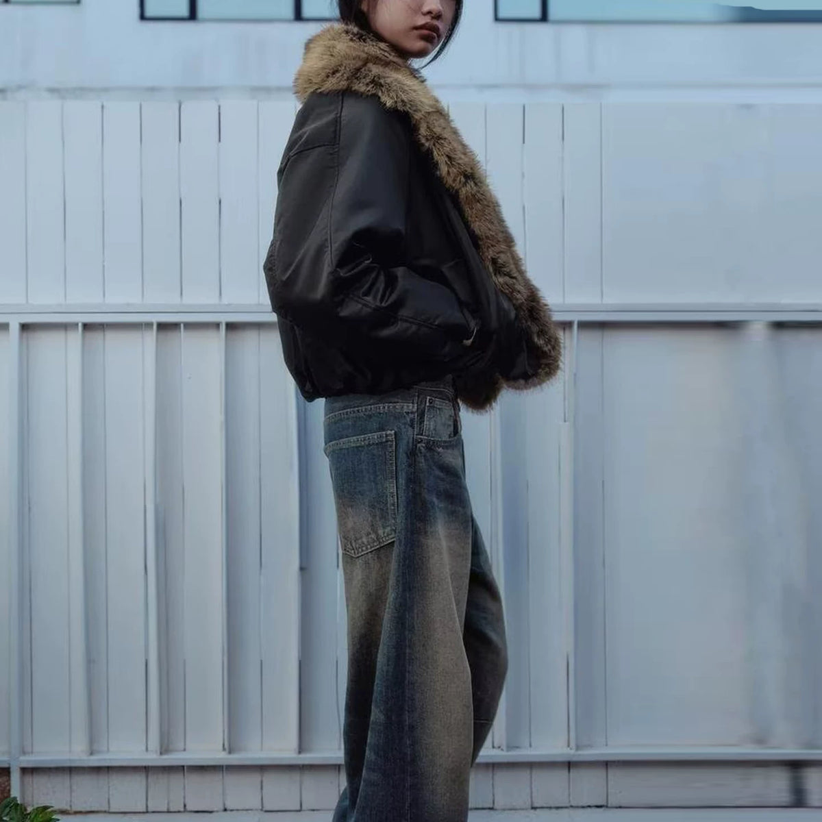 Fur-Trim Collar Jacket