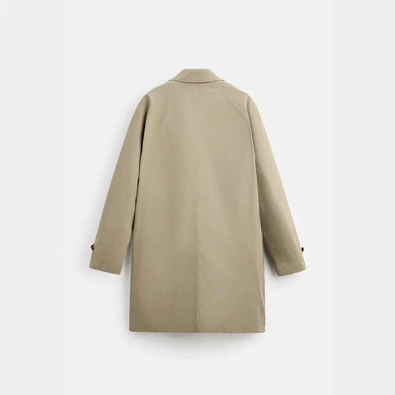 Detachable-Lining Lapel Trench Coat