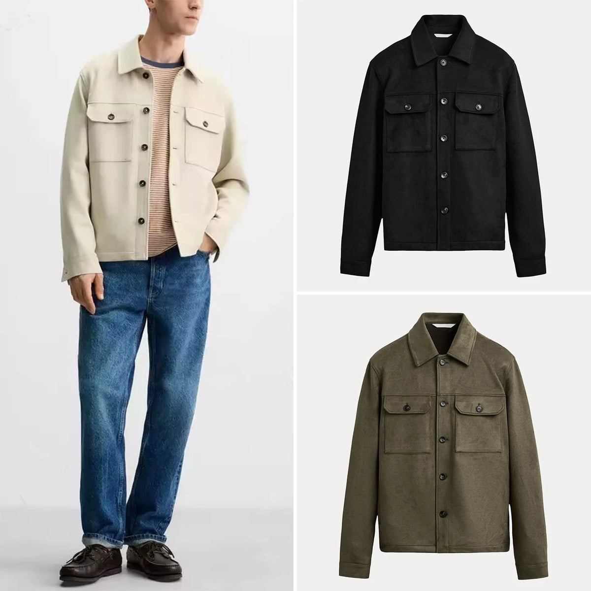 Suede-Effect Overshirt