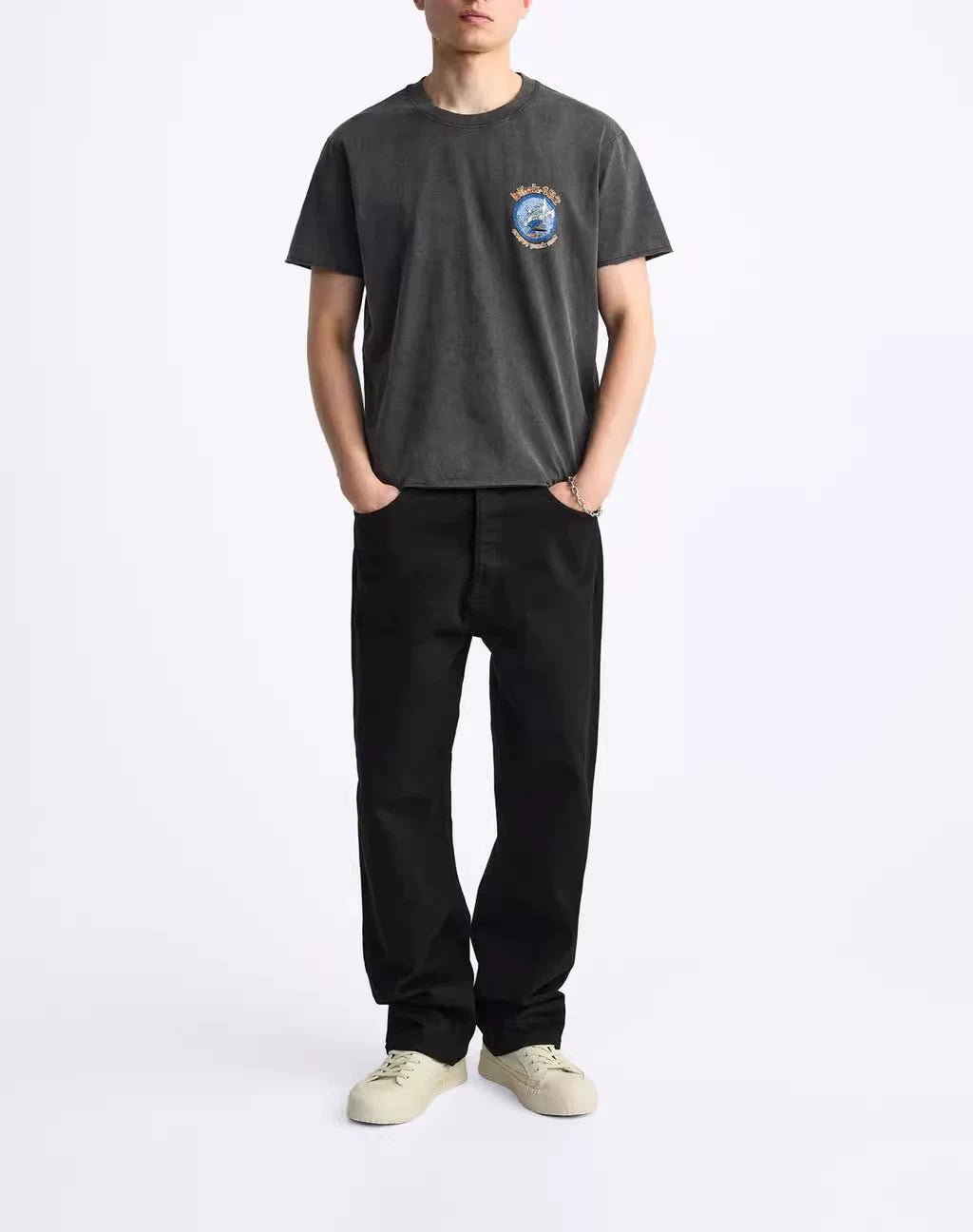 Washed Graphic Crew Neck Tee