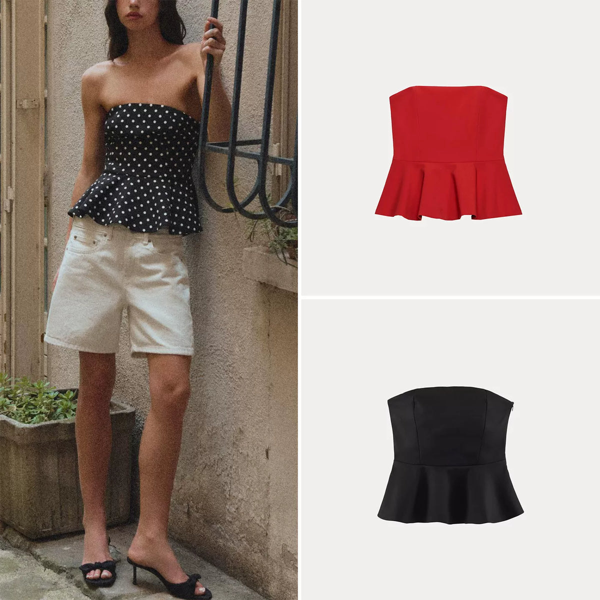 Polka Dot Straight-Neck Top