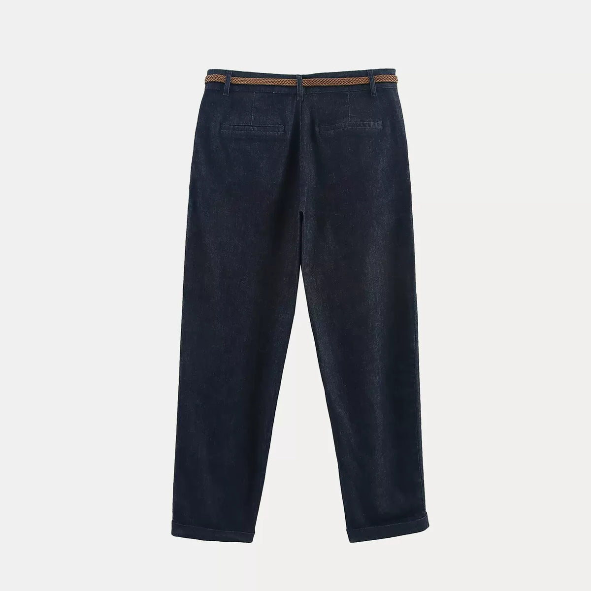 Straight Denim with Woven Belt