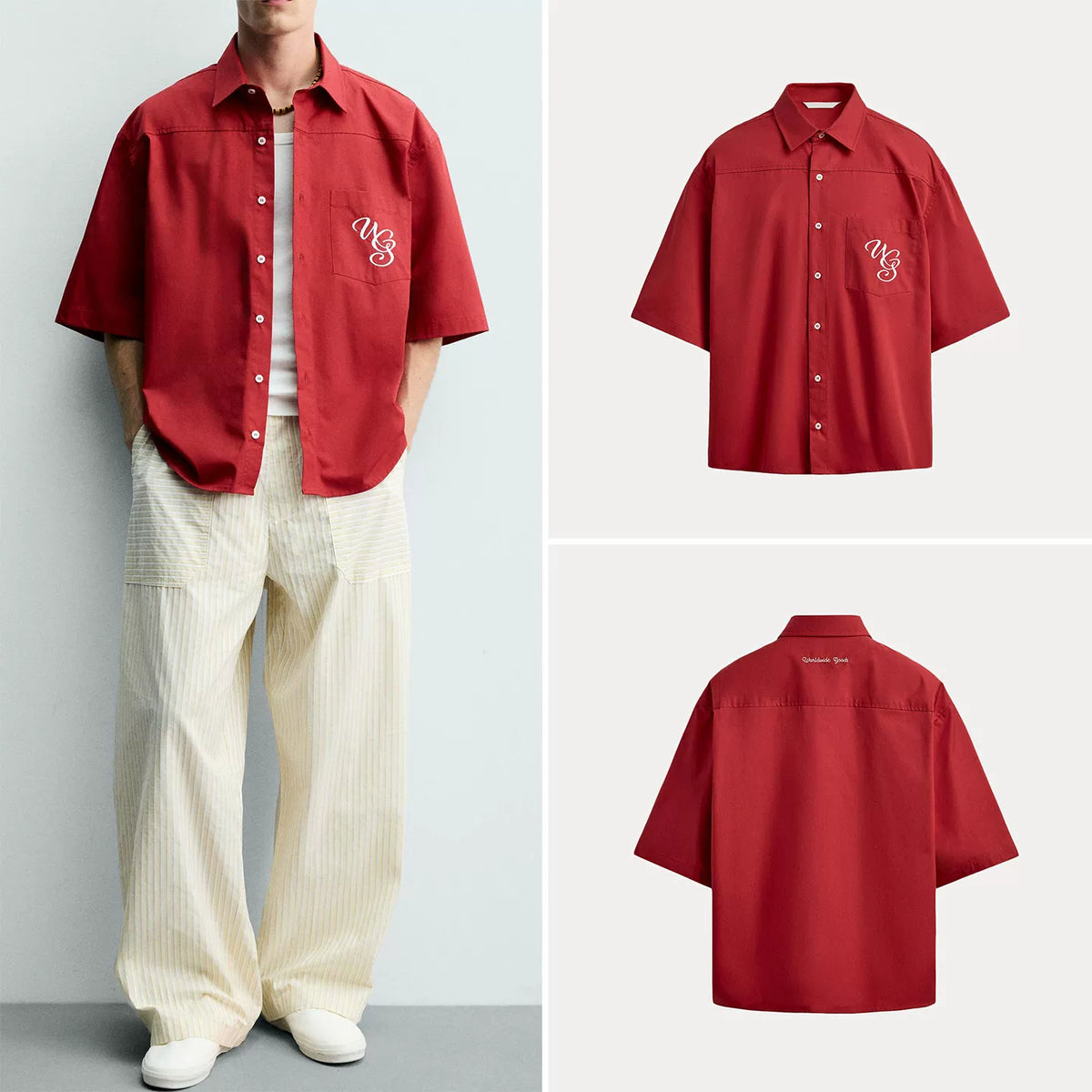 Contrast Embroidered Short-Sleeve Shirt