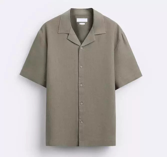 Bowling Collar Blend Short-Sleeve Shirt