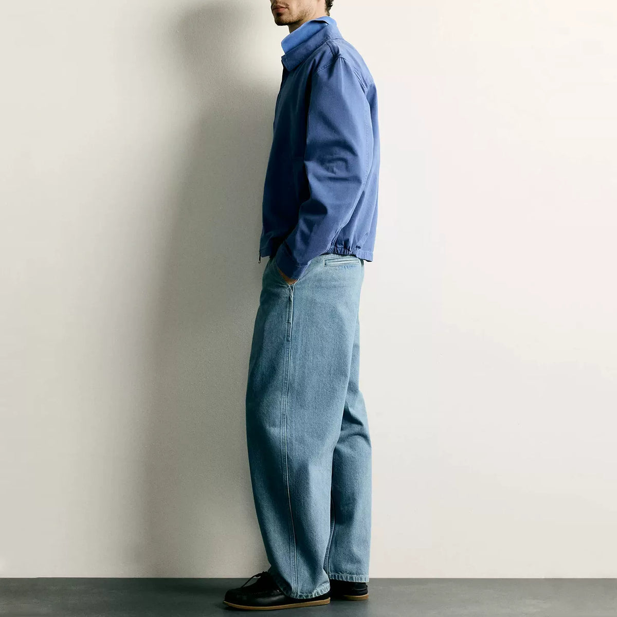 Washed Straight-Fit Collar Jacket