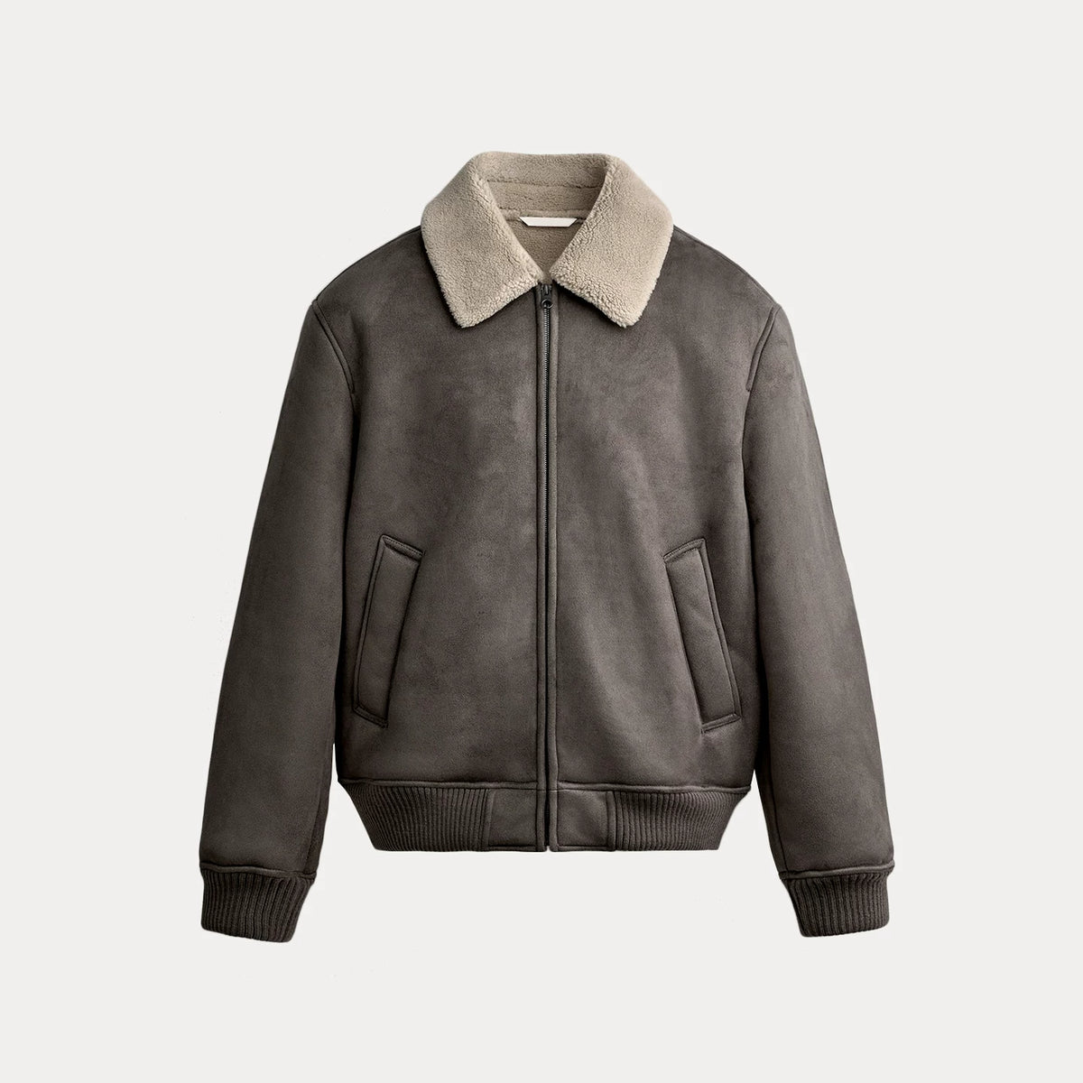 Panelled Suede-Effect Jacket