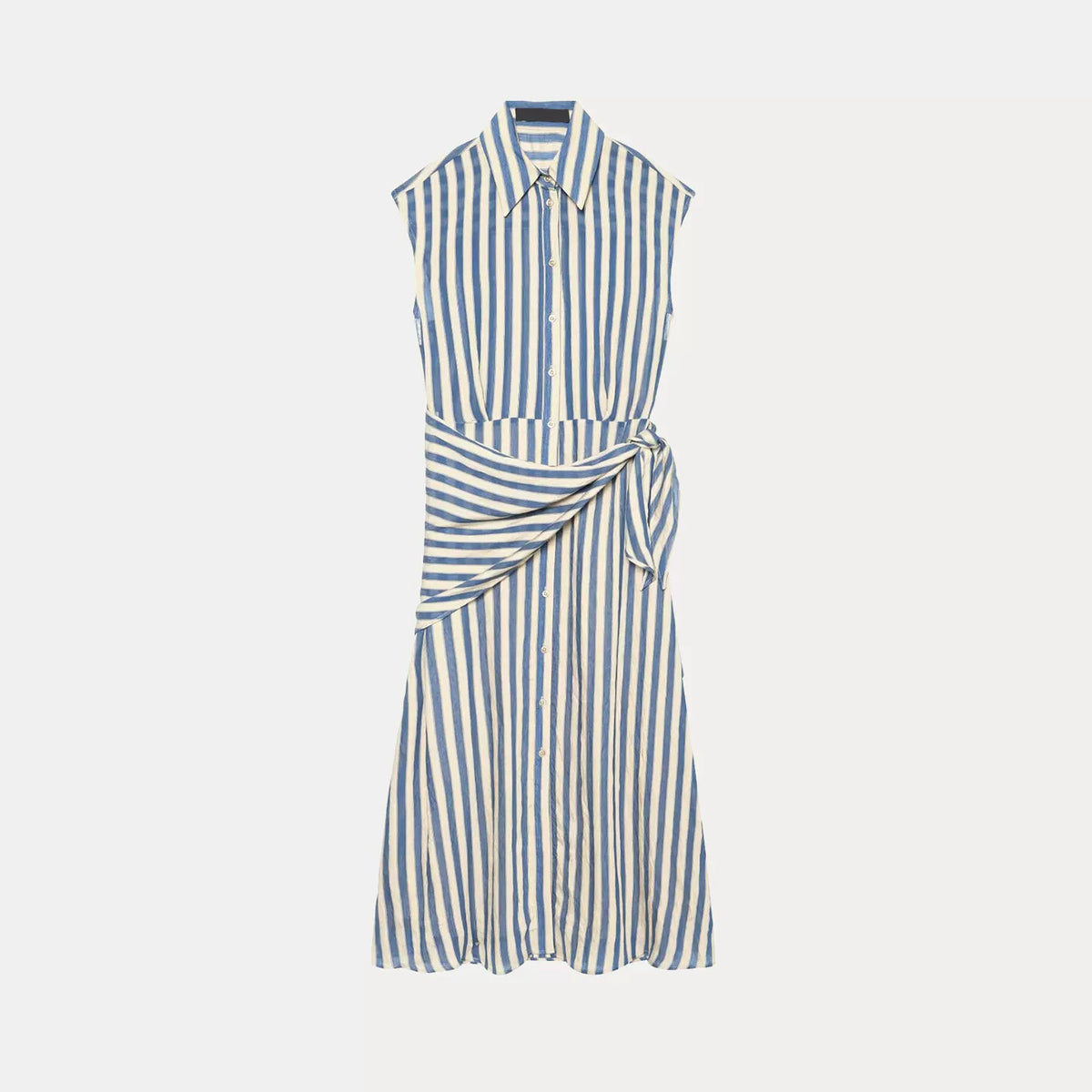 Striped Belted Shirt Dress