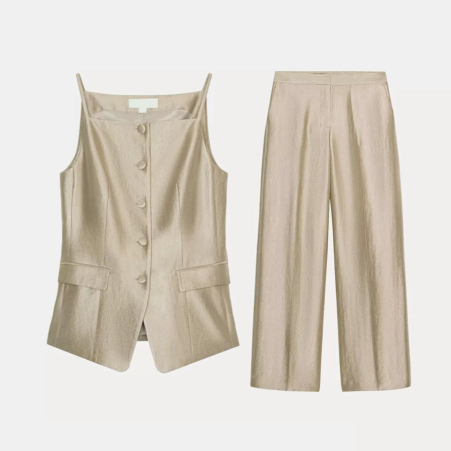 Fitted Bandeau Tank & Straight Trousers Set