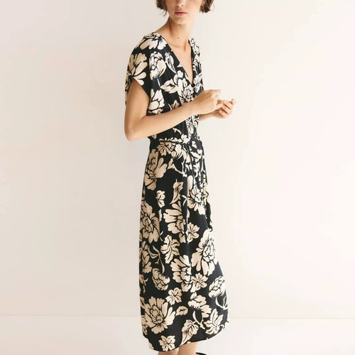 Button-Front Midi Dress