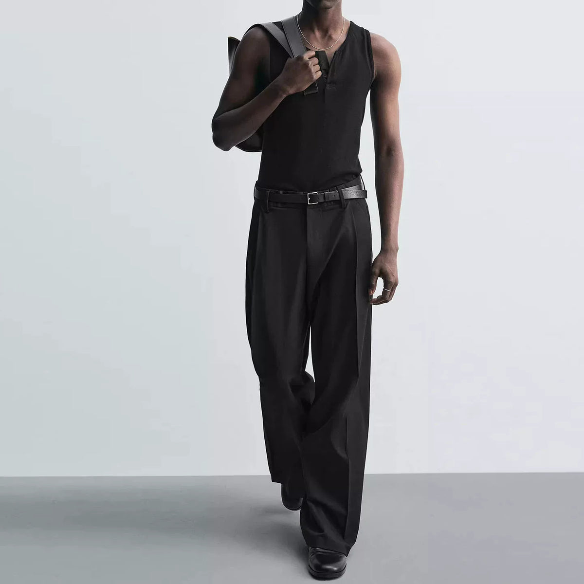 Pleated High-Waist Wide-Leg Trousers