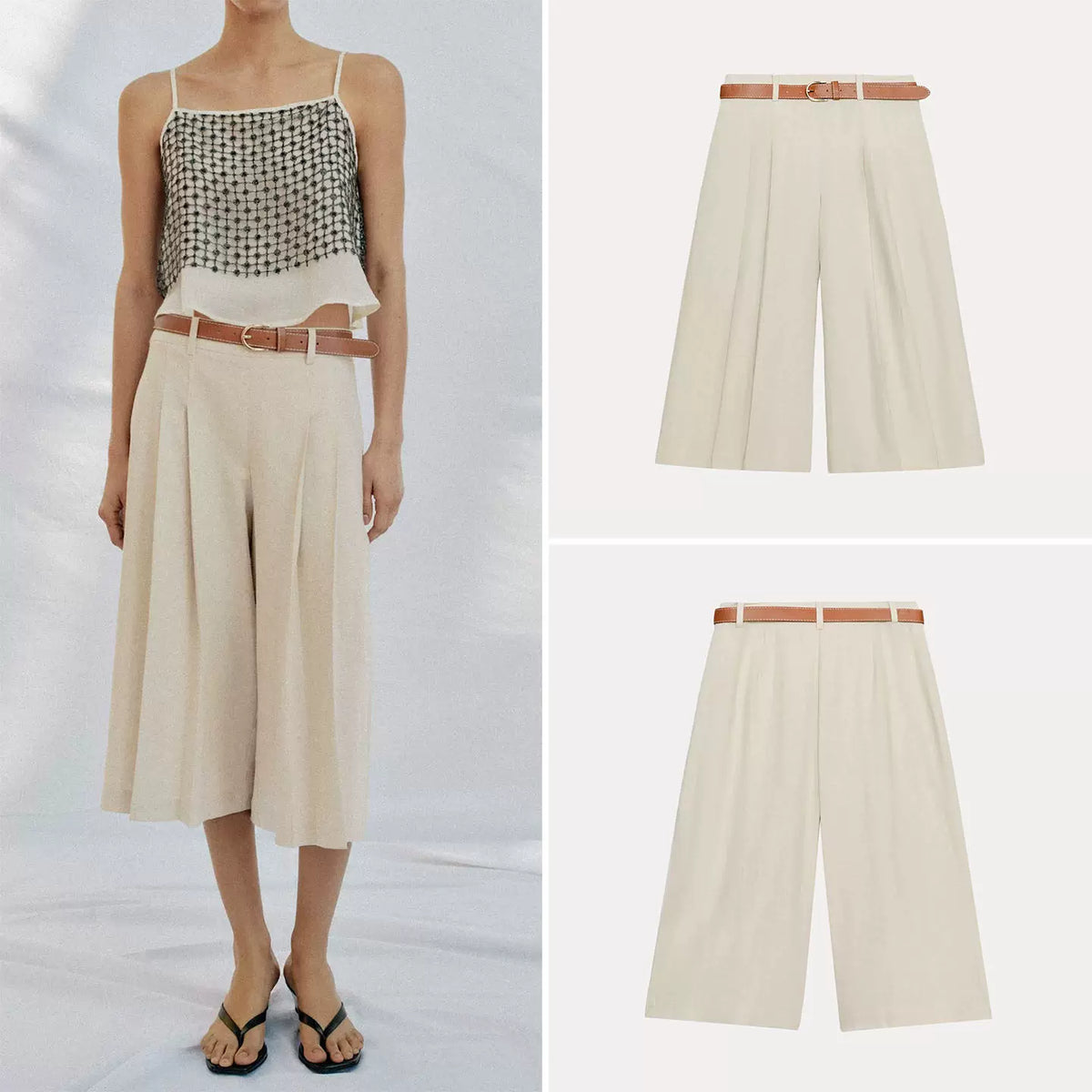 Belted High-Waist Long Shorts