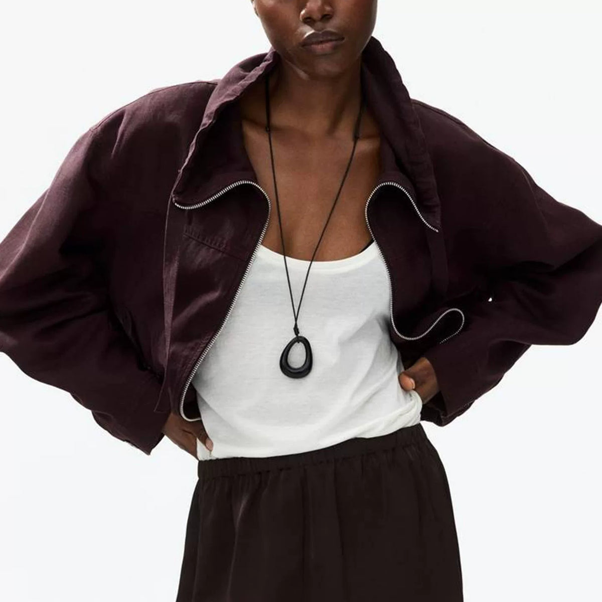 Stand-Collar Zip Jacket