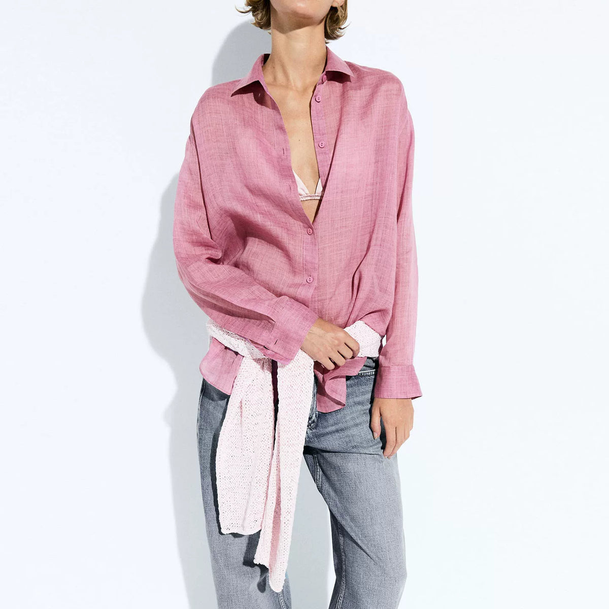 Oversized Collar Long-Sleeve Shirt