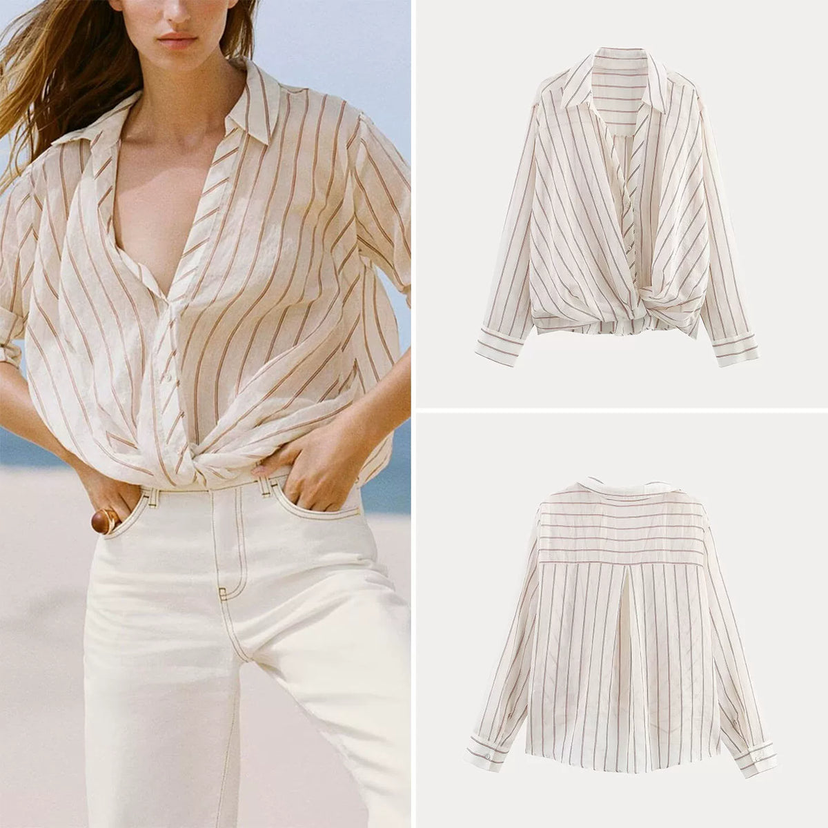 Metallic Stripe Collar Shirt