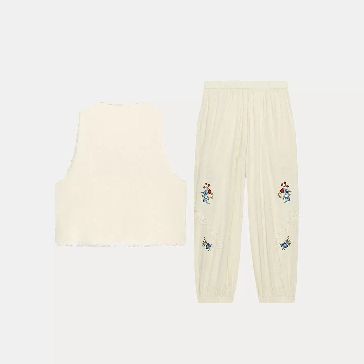 Embroidered Vest Top and Harem Trousers Set