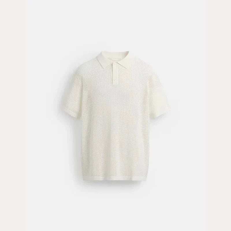 Open-Knit Polo Shirt