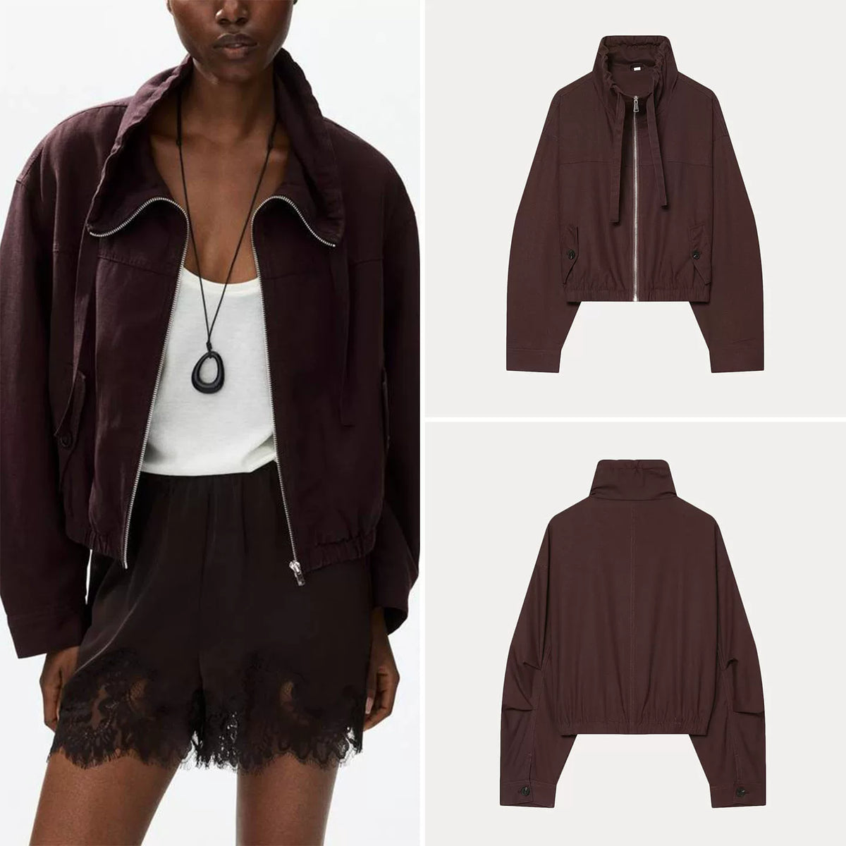 Stand-Collar Zip Jacket