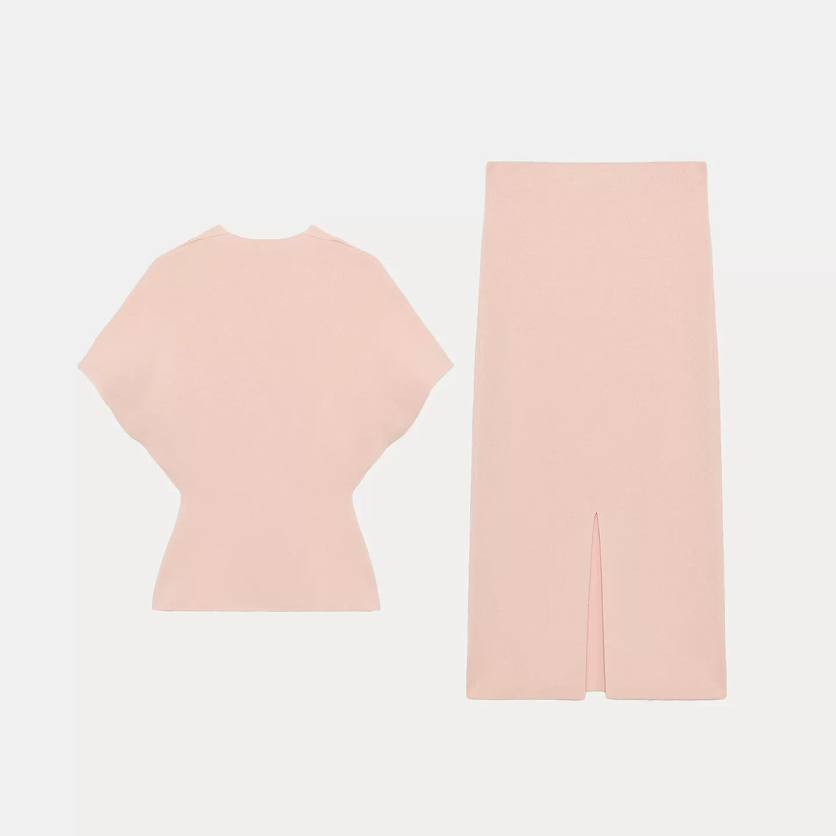 Pleated Knit Top and Midi Skirt Set