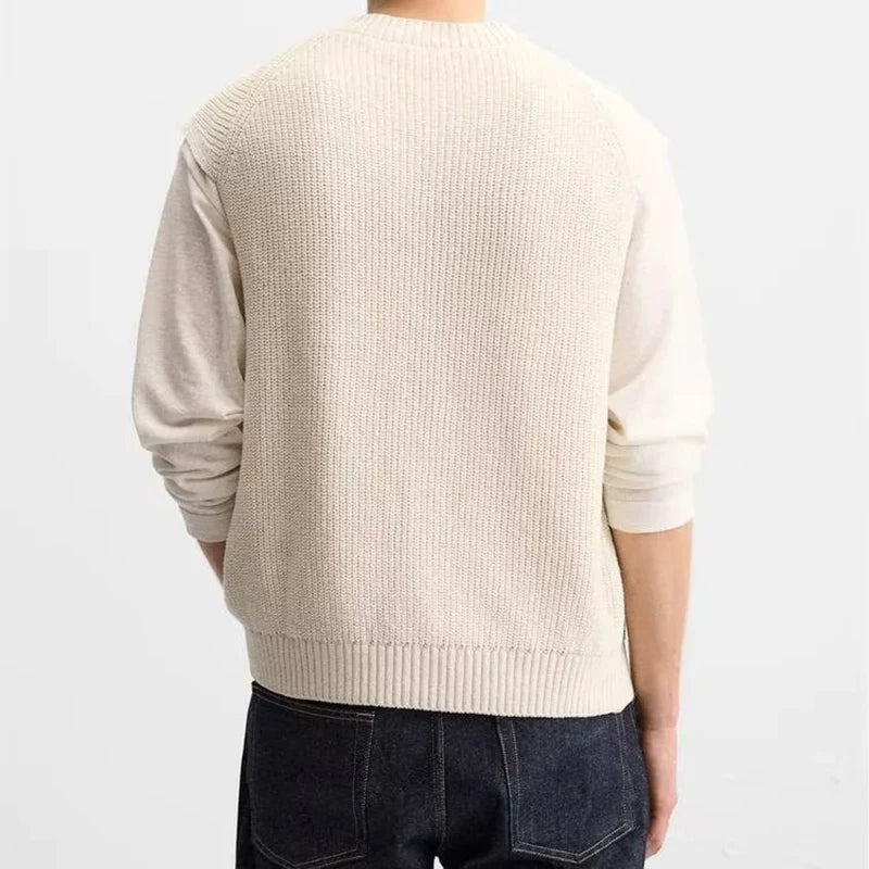 Relaxed Button-Front Knit Vest