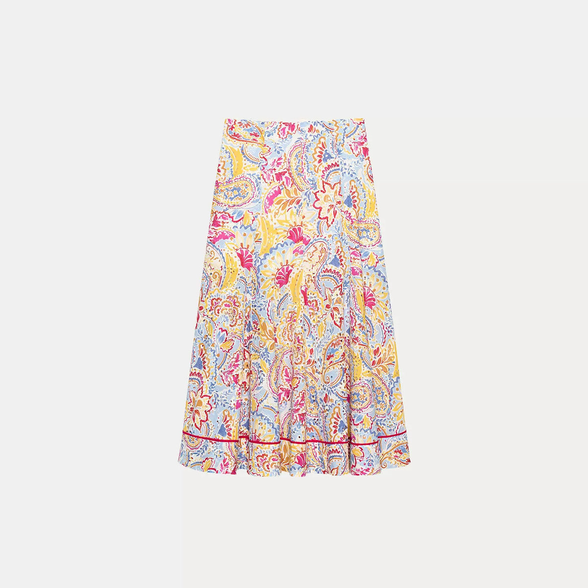 Printed Cutwork Top & A-Line Midi Skirt Set