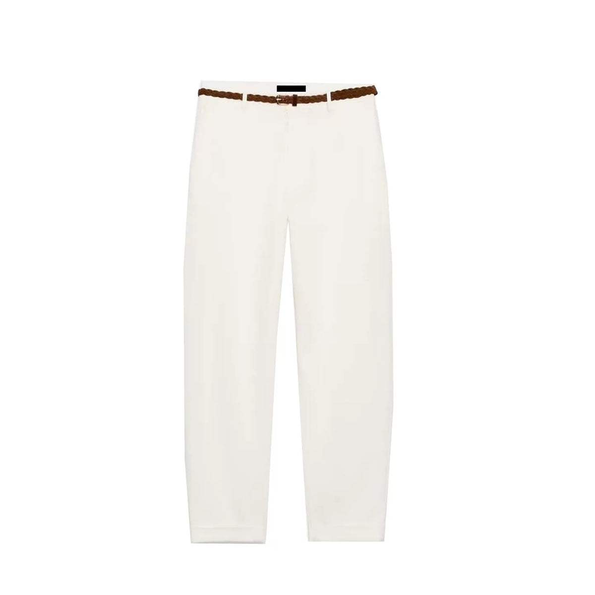 Low-Rise Woven-Belt Straight Trousers