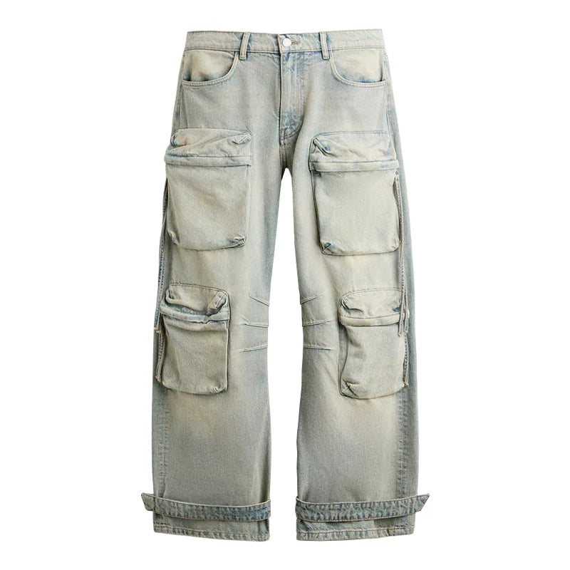 Wide-Leg Utility Pocket Jeans