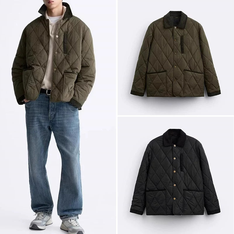 Diamond-Quilted Padded Jacket