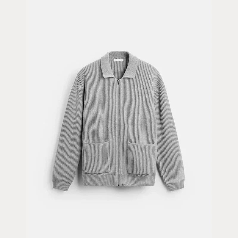 Textured Knit Zip Cardigan