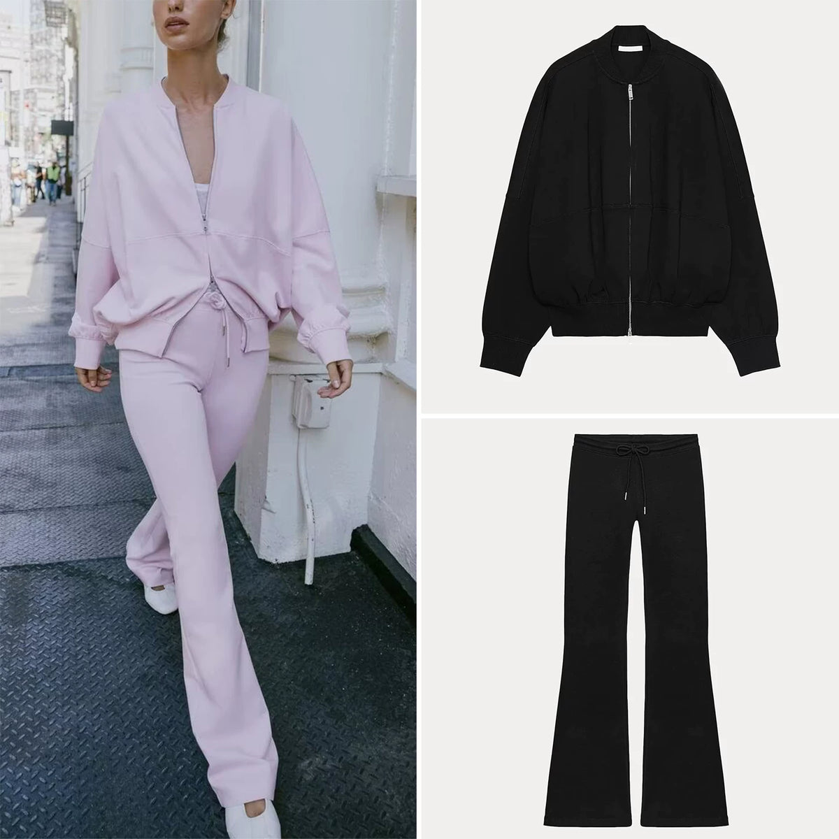 Bomber Jacket and Flared Trousers Set