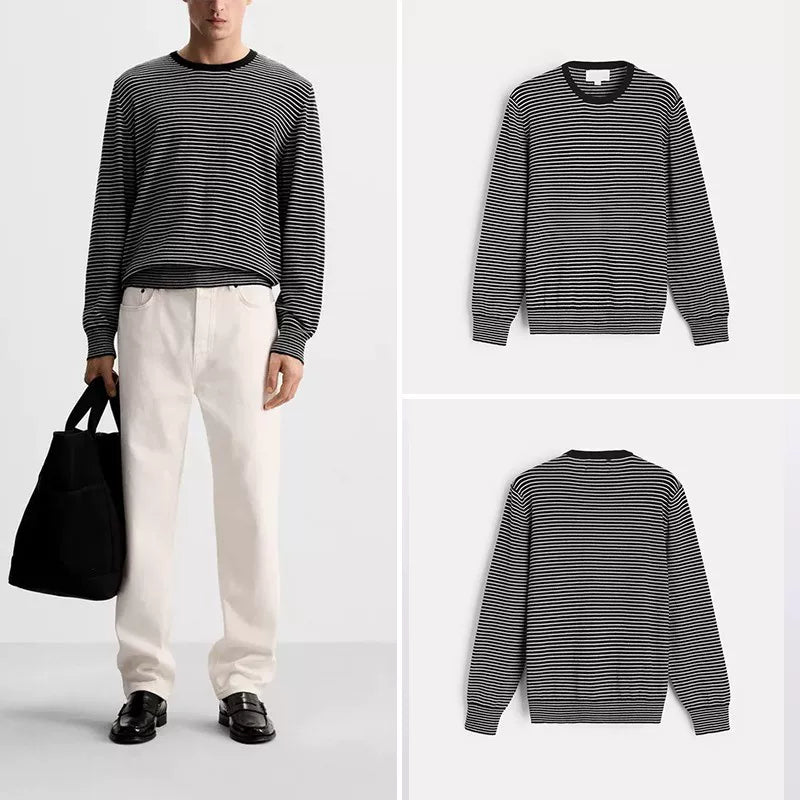 Striped Jacquard Crew-Neck Knit