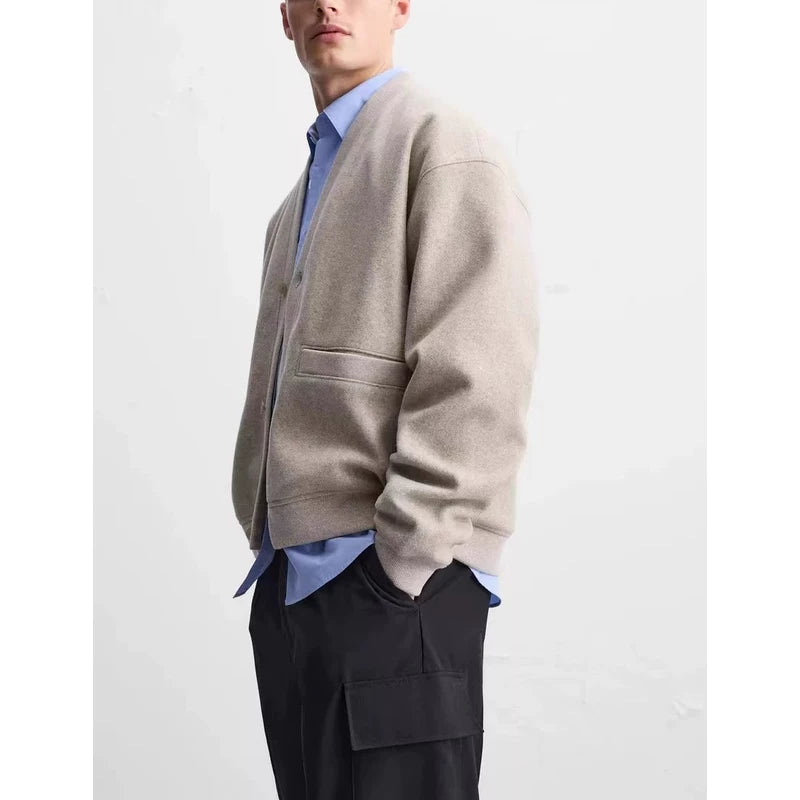 Single-Breasted V-Neck Knit Cardigan