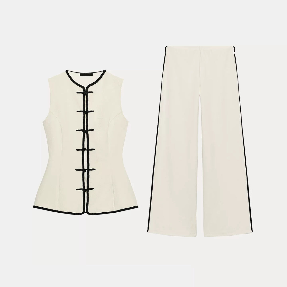 Contrast Trim Sleeveless Top & Trousers Set