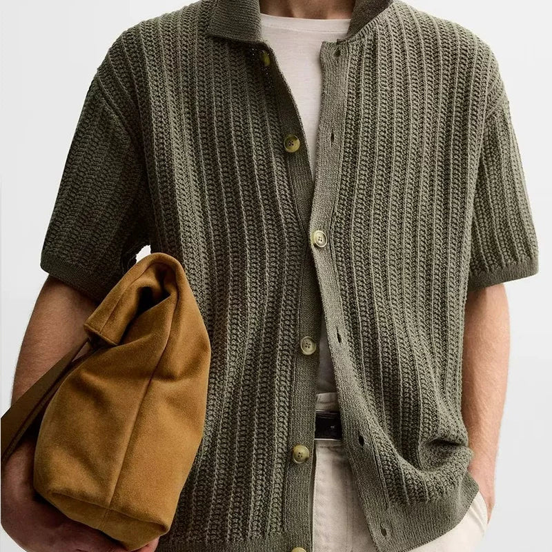Textured Knit Short-Sleeve Shirt