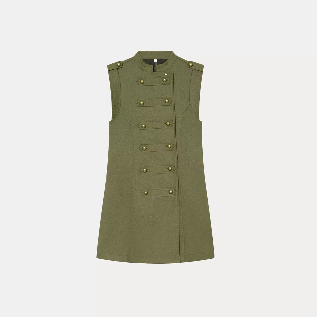 Sleeveless Knot-Button Mini Dress