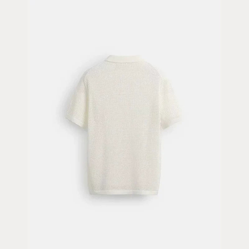 Open-Knit Polo Shirt