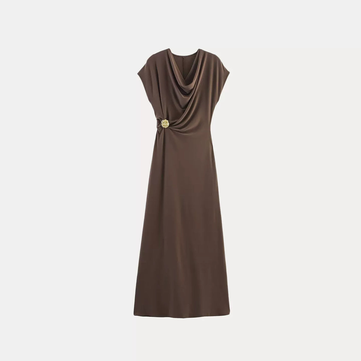 Metal-Trim Pleated Sleeveless Dress