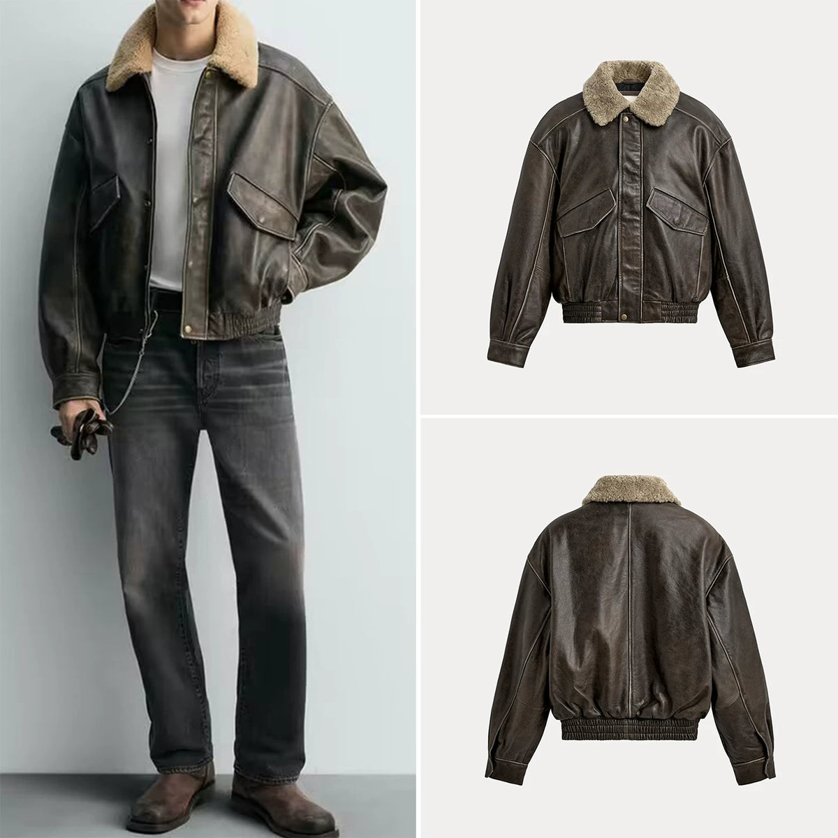 Contrast Cropped Bomber Jacket