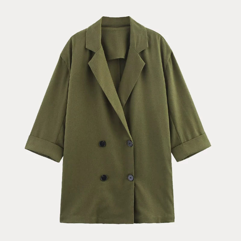 Double-Breasted Blazer and Wide-Leg Trousers Set