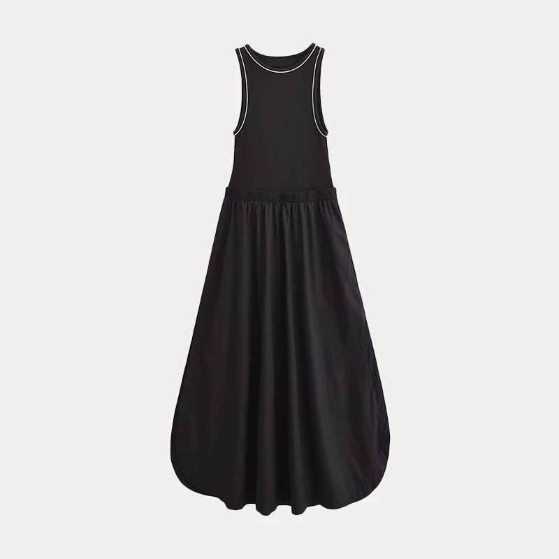 Striped Panelled Sleeveless Dress