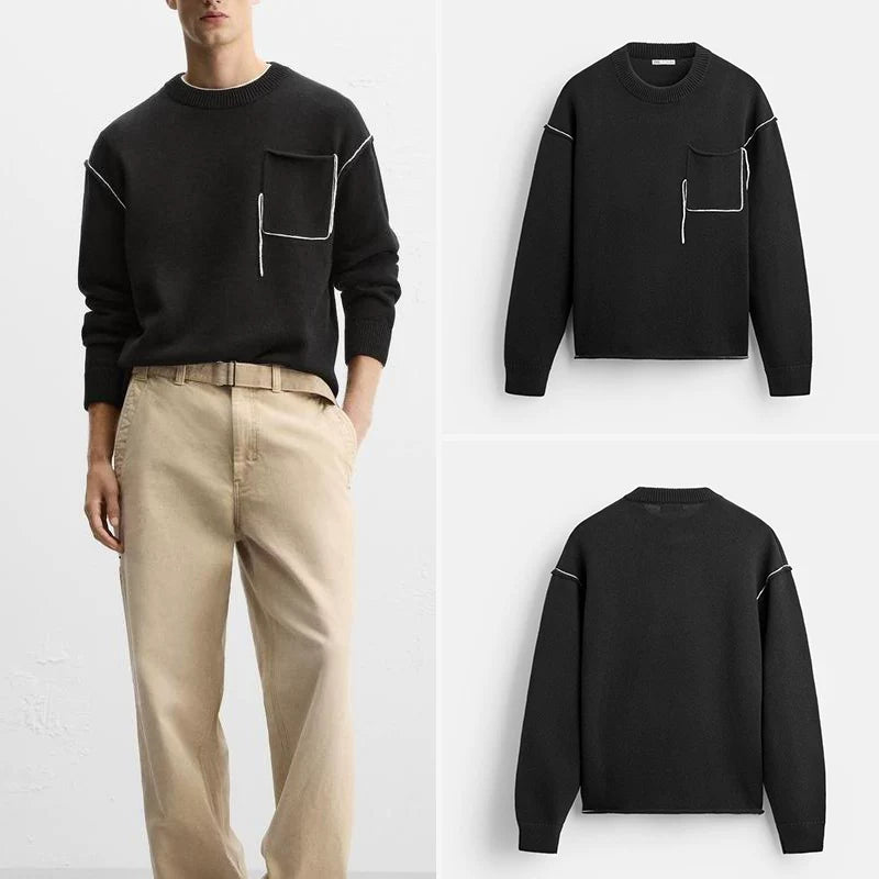 Contrast Trim Relaxed Knit Sweater