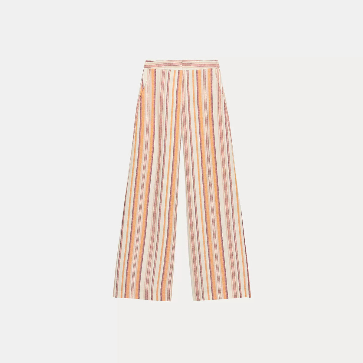 Striped Asymmetric Top & Wide-Leg Trousers Set