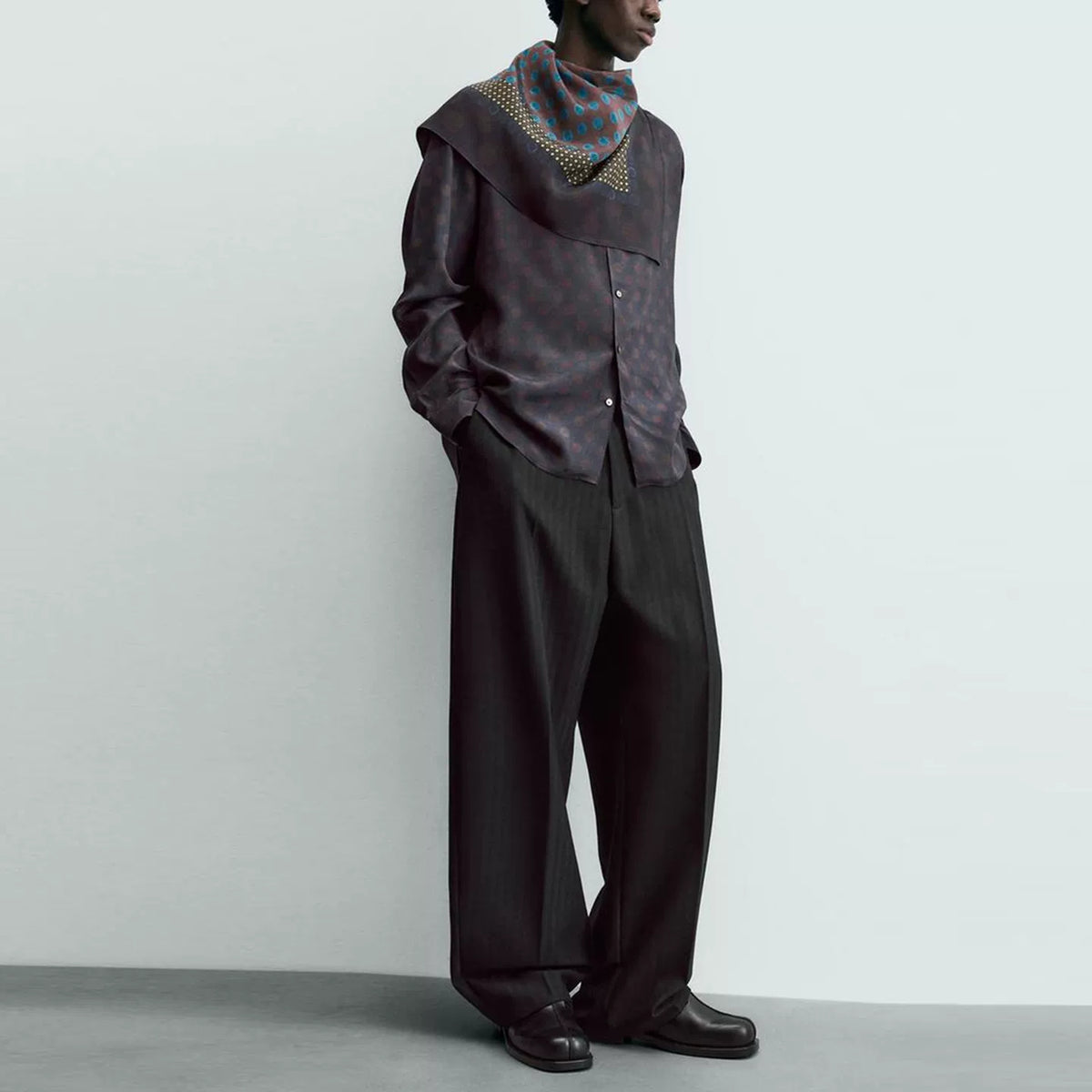 Curved-Cut Tailored Trousers